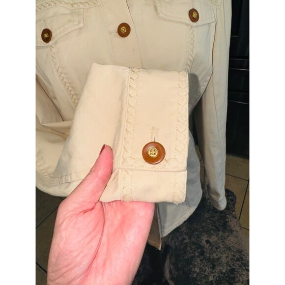 Jones New York Signature Beige Jacket M Cotton/Spandex Structured Old Money Work - Picture 6 of 13